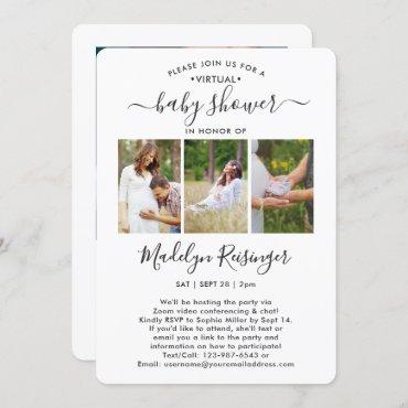 4 Photo Virtual Long Distance Baby Shower by Mail Invitation