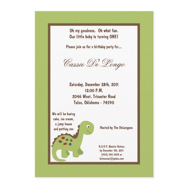 5x7 Dinosaur Bird Birthday Party Invite