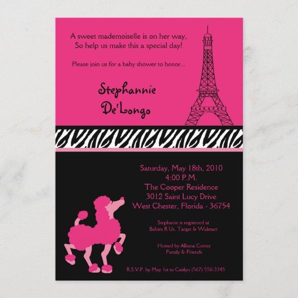 5x7 Girly Pink Poodle Paris