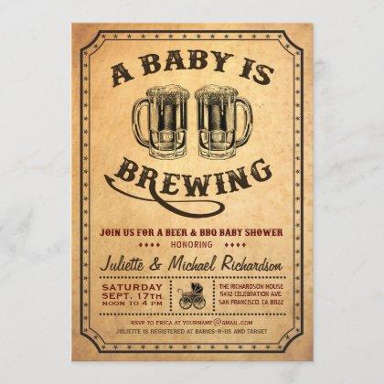 "A Baby is Brewing" Baby Shower BBQ Invitations