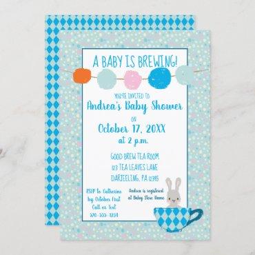 A Baby is Brewing Blue Teacup Baby Boy Shower