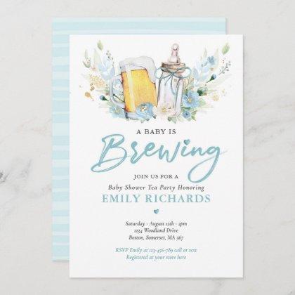 A Baby Is Brewing Bottle & Beer Coed Baby Shower Invitation