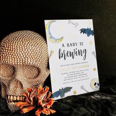 A Baby Is Brewing | Cute Halloween Baby Shower Foil