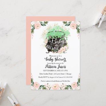 A Baby Is Brewing Girl Baby Shower Invitations