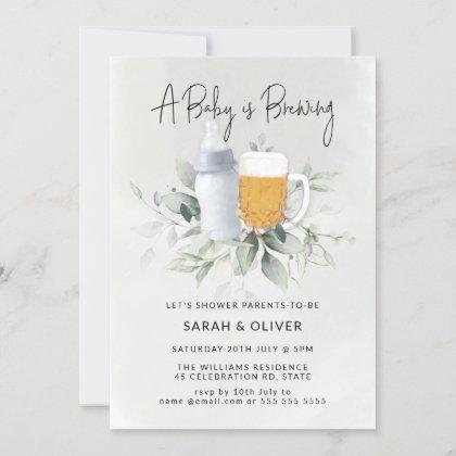 A Baby is Brewing Greenery Boy Baby Shower