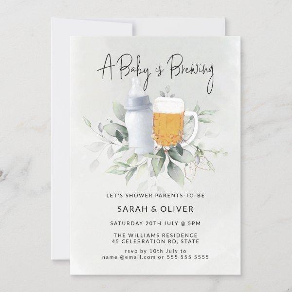 A Baby is Brewing Greenery Boy Baby Shower