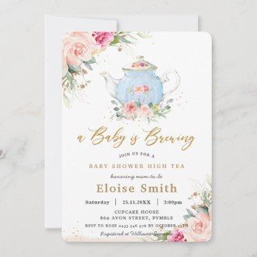 A Baby is Brewing High Tea Party Baby Shower Invitation