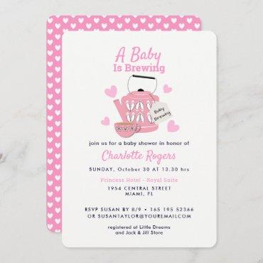 A Baby Is Brewing Pink Baby Girl Shower
