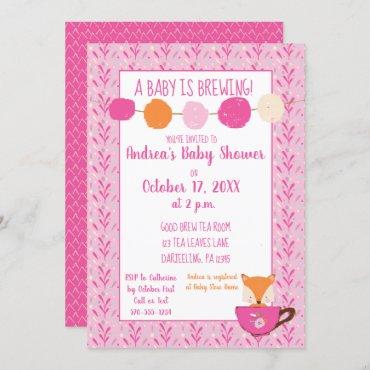 A Baby is Brewing Pink Teacup Baby Girl Shower