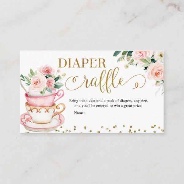 A Baby is Brewing Tea Party Diaper Raffle Enclosur Enclosure Card