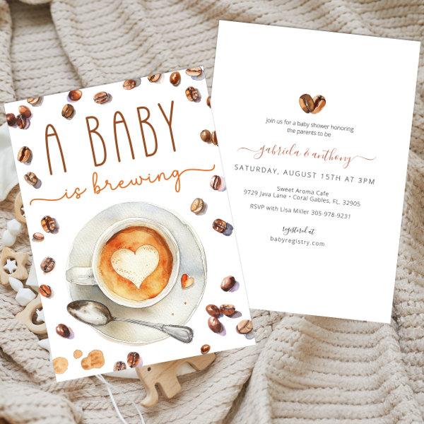 A Baby Is Brewing Watercolor Coffee