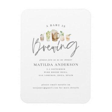 A baby is brewing watercolour beer baby shower ann magnet