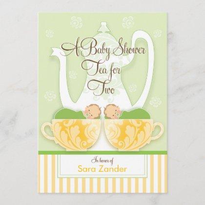 A Baby Shower Tea Party  |  Gender Neutral Twins Invitation