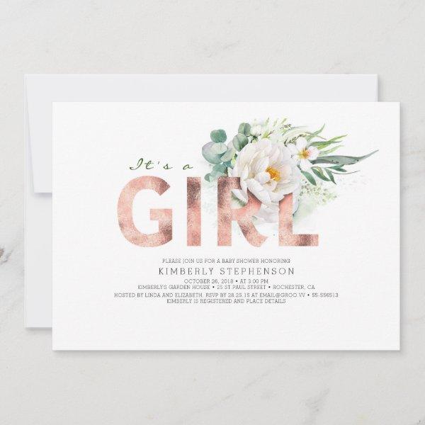 A Girl Floral Rose Gold Typography