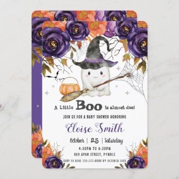 A Little Boo Cute Ghost Halloween Baby Shower Invitation