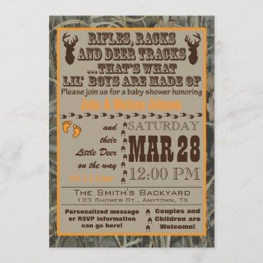 A Little Boys Hunting Camo Baby Shower Invitations