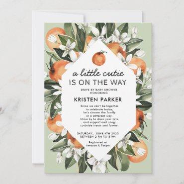 A Little Cutie is on the Way Drive By Baby Shower  Invitation