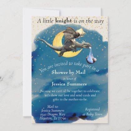 A Little Knight Dragon Baby Shower By Mail Invitation