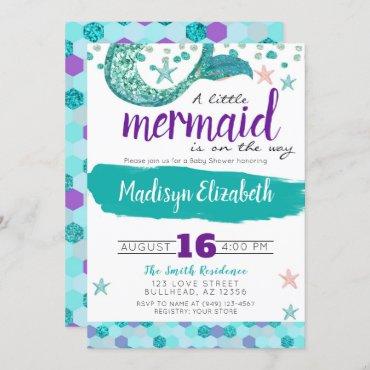 A little Mermaid is on the way Baby Shower Invitation