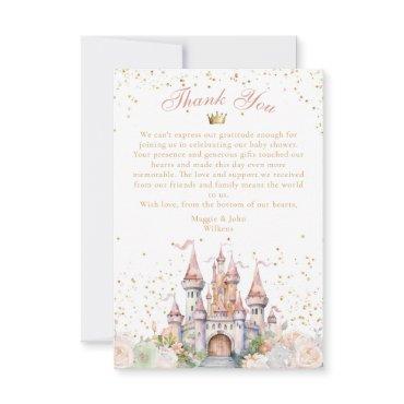 A Little Princess Blush Gold Crown Castle Shower Thank You Card
