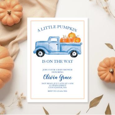 A Little Pumpkin Baby Shower Blue Truck