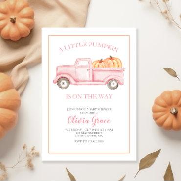 A Little Pumpkin Baby Shower Pink Truck