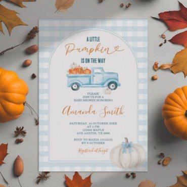 A Little Pumpkin Blue Truck Gingham
