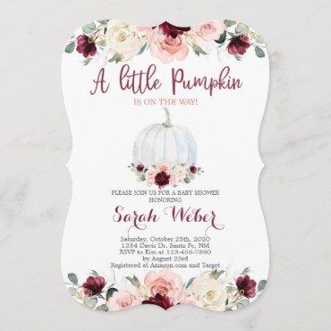 A little pumpkin fall baby shower girl invitation