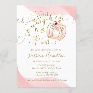 A Little Pumpkin Is On The Way Elegant Baby Shower Invitation