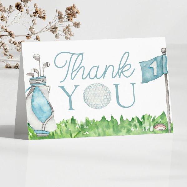 A Little Putter Blue Golf Baby Shower Thank You Card