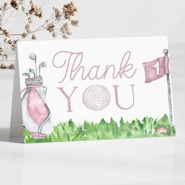 A Little Putter Pink Golf Baby Shower Thank You Card