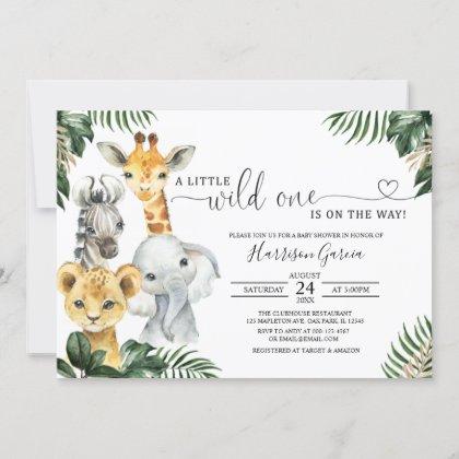 A Little Wild One Jungle Animals Baby Shower Invitation