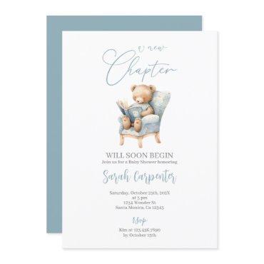 A New Chapter Begins Teddy Bear Baby Shower Boy