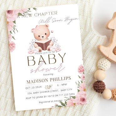 A New Chapter Begins Teddy Girl Pink Baby Shower