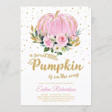 A sweet little pumpkin is on the way baby shower invitation