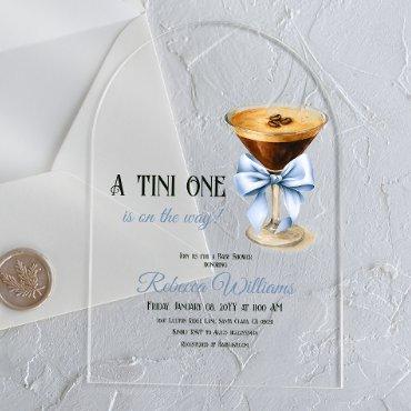 A Tini One Blue Bow Espresso Martini Baby Shower Acrylic