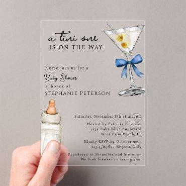 A Tini One Is On The Way Blue Martini Baby Shower Acrylic