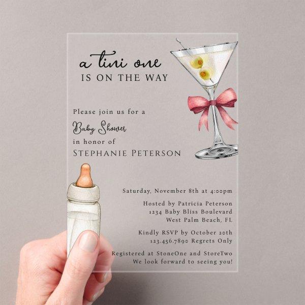 A Tini One Is On The Way Pink Martini Baby Shower Acrylic
