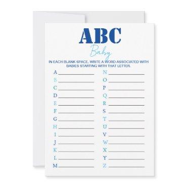 ABC Alphabet Baby Shower Game - Blue
