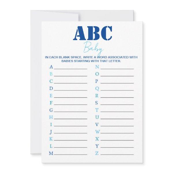 ABC Alphabet Baby Shower Game - Blue