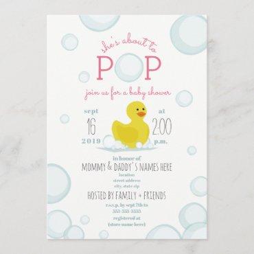 About To Pop Rubber Duck Bubbles Baby Shower Invitation