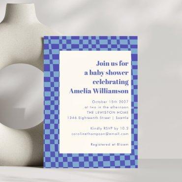 Abstract Checkered Art Blue Retro