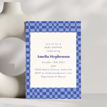 Abstract Checkered Retro Blue