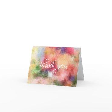 Abstract Roses Flowers Thank You Hand Script Chic