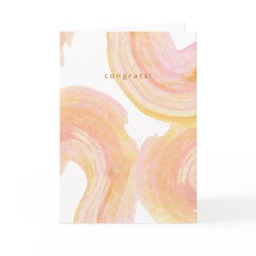 Abstract Watercolor Pink Paint Swirl Congrats Card