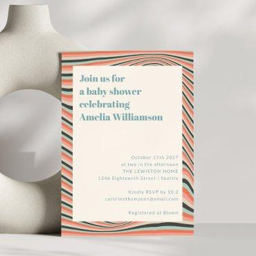 Abstract Wavy Stripes Aqua and Peach