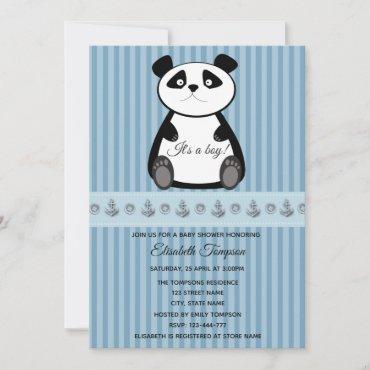 Adorable cute funny baby panda boy baby shower invitation