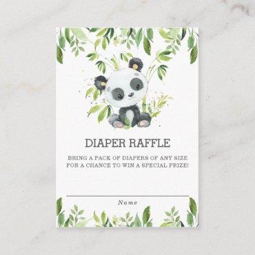 Adorable Cute Panda Greenery Diaper Raffle Ticket Enclosure Card