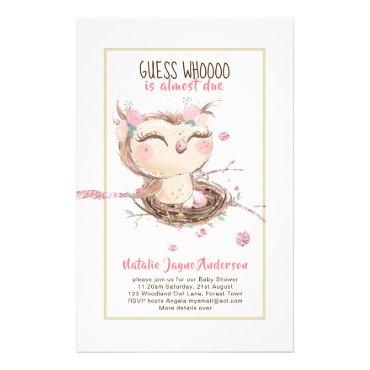 Adorable OWL Baby Shower Girls or Boys Invitation Flyer