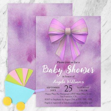 Adorable Pastel Pink Lilac Bow Girl